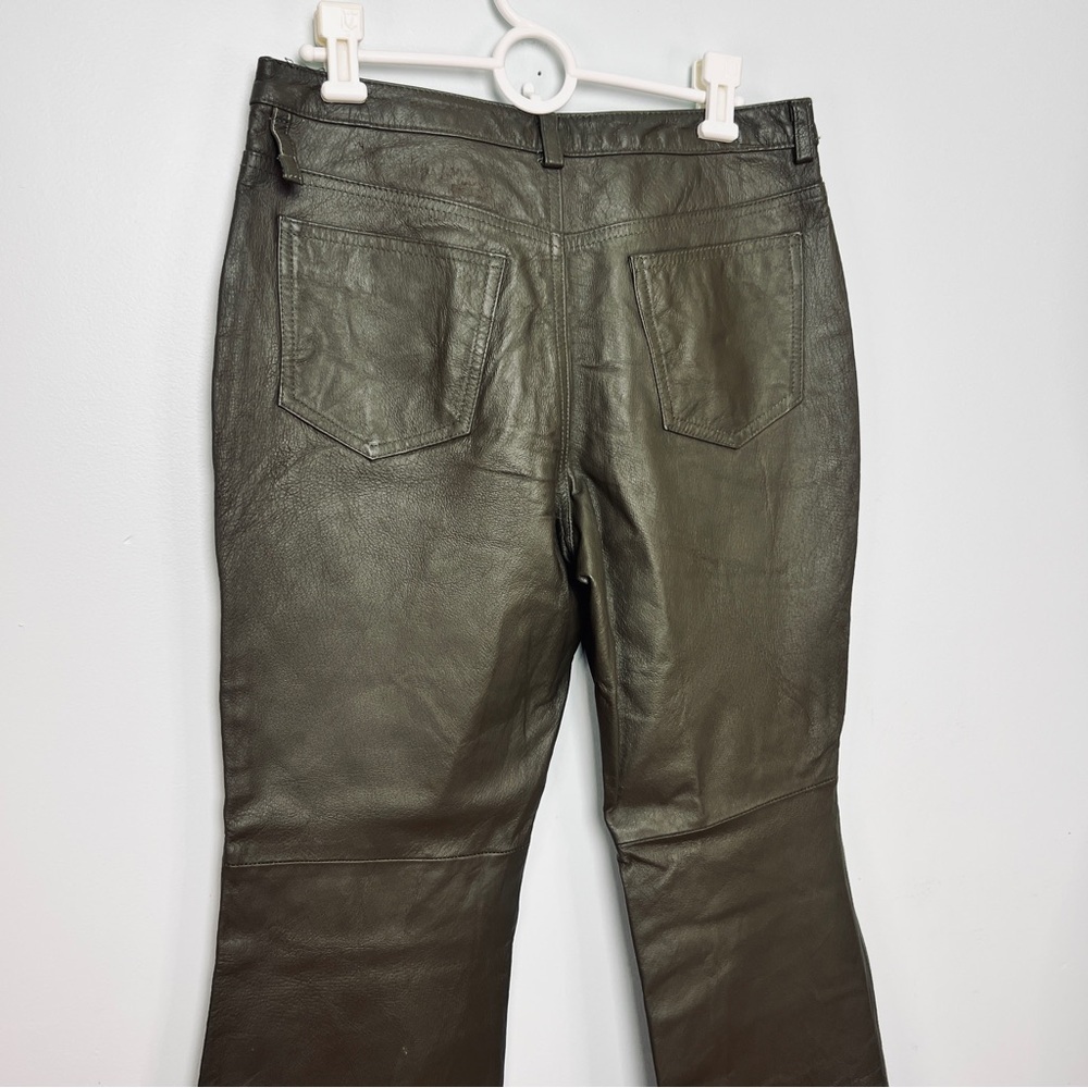 Metrostyle Vintage Dark Green Leather Pants -Mid Rise Bootcut Size 10P - Picture 4 of 15